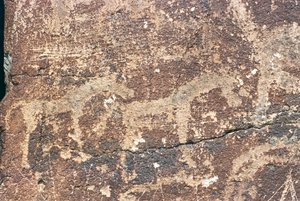 Mongolia, Gobi Desert, Rock Engraving by Benjamin Baud