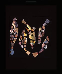 Mosaic fish tile fragments