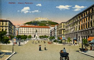 Naples Piazza Municipio (postcard)