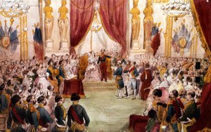 Napoleon III Civil Wedding in 1853: The Emperor Introducing His Wife Eugenia to the Court (watercolor) by Unbekannter Künstler