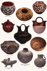 Native American Clay Pottery Made by Native Americans of the Pueblo People, New Mexico