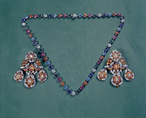 Necklace and earring set with multicoloured pastes, c.1760 by Unbekannt
