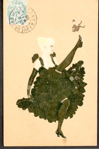 Old postcard/French Cancan/Woman of the Belle Epoque by William M. Timlin