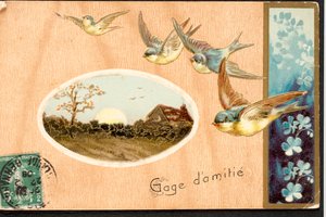 Old postcard / Pledge of Friendship / Bird