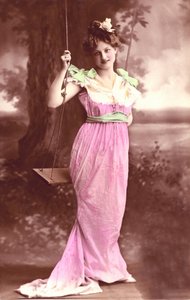 On the swing: postcard fantasy 1910