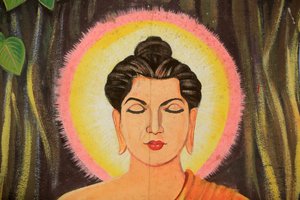 Painting Depicting the Life Story of Shakyamuni Buddha. Wat Naxai, Vientiane, Laos, 2015