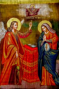 Painting in the Greek Orthodox Church of the Annunciation, Nazareth, Israel, The Annunciation