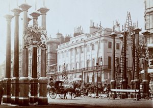 Park Lane being decorated for Queen Victoria