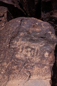 Petroglyphs depicting animals and characters - Petroglyph National Monument - Albuquerque, New Mexico, USA by William M. Timlin