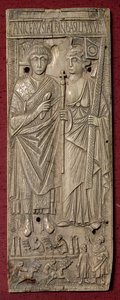 Plaque depicting Basiliscus, Emperor of the East with a chariot race below, Roman, 480 AD by Unbekannt