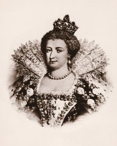Portrait of the Queen of France Marie de Medicis (1576-1642) Engraving of the 19th century by Unbekannter Künstler