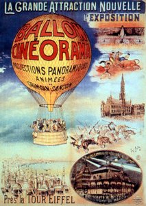 Poster The Great Attraction New Exhibition Near the Eiffel Tower Balloon Cineorama