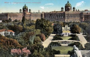 Public Gardens with Both Hof Museums, Vienna, End of 19th/20th Century (Postcard)