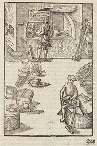 Purification of silver ore by fire - Engraving from Description of ores and main mining methods, by Lazarus Ecker by Unbekannt