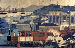 Railway in a Japanese Harbour, Late 19th Century by Unbekannter Künstler