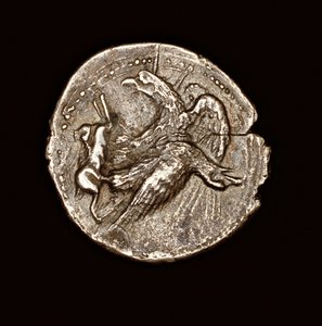 Rare Ancient Greek Coin, Silver Tetradrachm, Agrigentum, Eagle with Hare (411 BC)