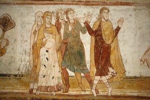 Saint-Savin abbey painting: Abraham and Lot split apart, Saint-Savin-sur-Gartempe, France by Unbekannt