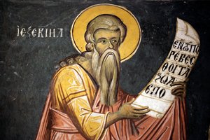 Saint Ezechiel, Byzantine Fresco from Agios Ioannis Lampadistis Monastery, Saint John Lampadistis, 11th Century, Cyprus, Painted Churches UNESCO Site, Troodos, Cyprus