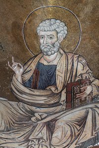Saint Peter Mosaic inside the cathedral Santa Maria Nuova, 12th century, Monreale, Sicilia by William M. Timlin