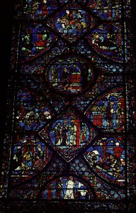 Scenes from the Life of Charlemagne (747-814) from the ambulatory, c.1215-35 (stained glass)