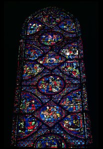 Scenes from the Life of Charlemagne (747-814) from the ambulatory, c.1215-35 (stained glass) by Unbekannt