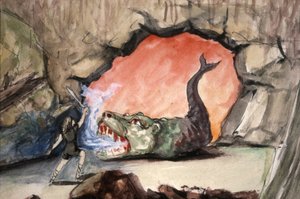 Siegfried slaying the dragon Fafner by Unbekannter Künstler