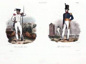 Soldier of the Malay Militia and European Officer, Ambon by Unbekannt