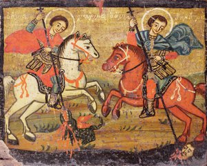 St. George and St. Demetrios, Greek by Unbekannter Künstler