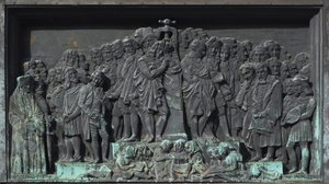 Strasbourg, Bas-relief of the Sculpture of Gutenberg, Europe by William M. Timlin