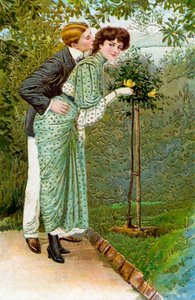 Sweet Rose - couple in garden by Unbekannter Künstler