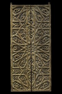 Tabernacle door. Spain, around 1450-1500. Carved and painted wood. Louvre Museum
