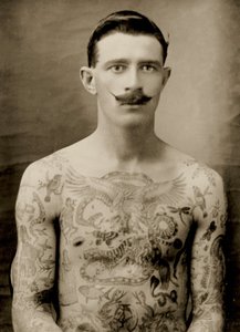 Tattooed British sailor during the Great War of 1914-18 (front view) (b/w photo) by Unbekannter Künstler
