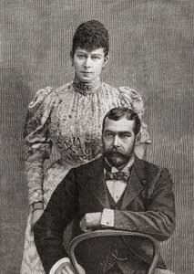 The Duke and Duchess of Cornwall, George V and his wife Mary of Teck