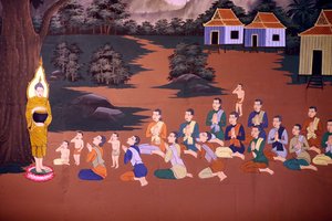 The Life of the Buddha, Wall fresco, Wat Botum temple, Phnom Penh, 2022 by Unbekannter Künstler