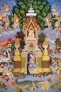 The Life of the Buddha, Wall fresco, Wat Maniratanaram monastery, Phnom Penh, 2022 by Unbekannter Künstler