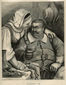 The Little Pouket: The Ogre and His Wife After Finishing the Meal. Engraving by Gustave Dore from Les Contes by Charles Perrault by Unbekannt