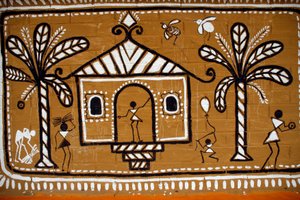 The boundary wall of the Fine Art Institute of Dhaka University, ahead of Pahela Baishakh. Dhaka, Bangladesh. April 13, 2008. (photo)