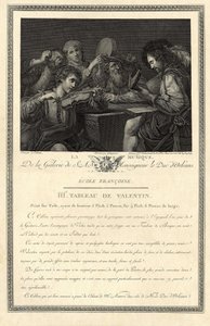 The music. Engraving of the gallery of His Excellency the Duke of Orleans after a painting by the painter Le Valentin