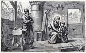 The Stay in Egypt. Alphabet of the Child Jesus. Edition of 1932. Woodcarvings Signed H G. Private Collection