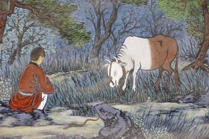The ten Herding Pictures of Zen Buddhism represent the stages of enlightenment: Herding the ox, Seoul, South Korea