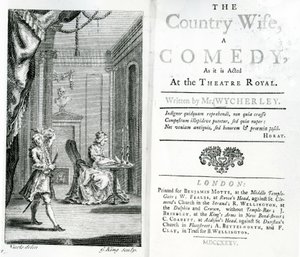Title Page of the Script for The Country Wife at the Royal Theatre
