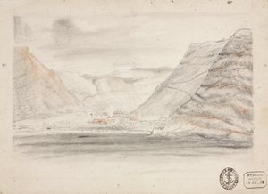 Town in a Valley by the Sea, South Atlantic by Unbekannter Künstler