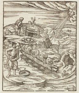 Bismuth treatment - Engraving from Description of ores and main mining methods, by Lazarus Ecker by Unbekannt