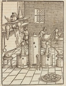Treatment for gold and silver ore separation - Engraving from Description of ores and main mining methods, by Lazarus Ecker