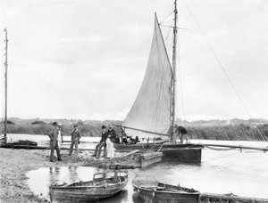 A Yacht on the River Waveney. Norfolk Broads