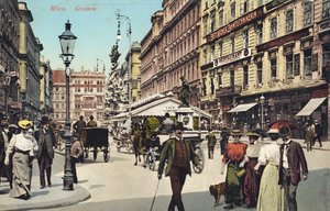 Vienna, Graben - famous street in city centre with people strolling