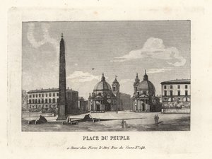 View of the Piazza del Popolo with an Egyptian obelisk of Rameses II from Heliopolis, Rome by Unbekannt