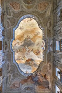 View of the ceiling, Entrance Hall or Foyer, Teatro Grande, Brescia, Italy by Unbekannter Künstler