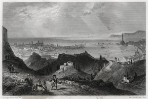 View of the city and port of Genoa, the marble city, Genoa-la-Superb, in the book on the Mediterranean by Louis Enault, a French journalist and traveller by Unbekannt