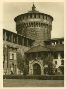 View of the courtyard of the Castello Sforzesco in Milan by Unbekannt
